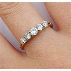 9ct gold five stone cubic zirconia ring, hallmarked