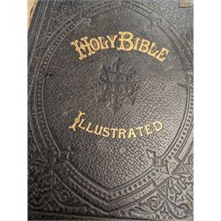 Victorian illustrated family bible, by Revd John Brown, in black leather binding