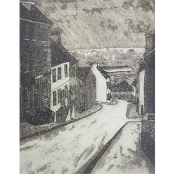 Michael Atkin (Yorkshire 20th century): 'Castlegate' Scarborough, aquatint signed and titled 17cm x 13cm