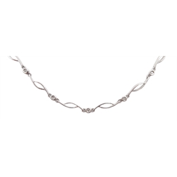  9ct white gold diamond set chain necklace, hallmarked  