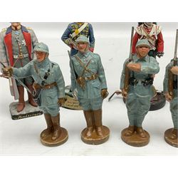 Ten various composition figures of French soldiers, possibly by Elastolin, H9cm; and eight lead figures of French soldiers; together with five modern metal figures of soldiers (23)