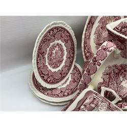 Masons Vista pattern ceramics, including coffee pot, sauce boat, twin handled jar and cover, teapots, mugs, etc 