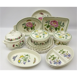  Portmeirion 'Botanic Garden' oven ware including a set of four graduating quiche dishes, oval serving dishes, tureens etc   