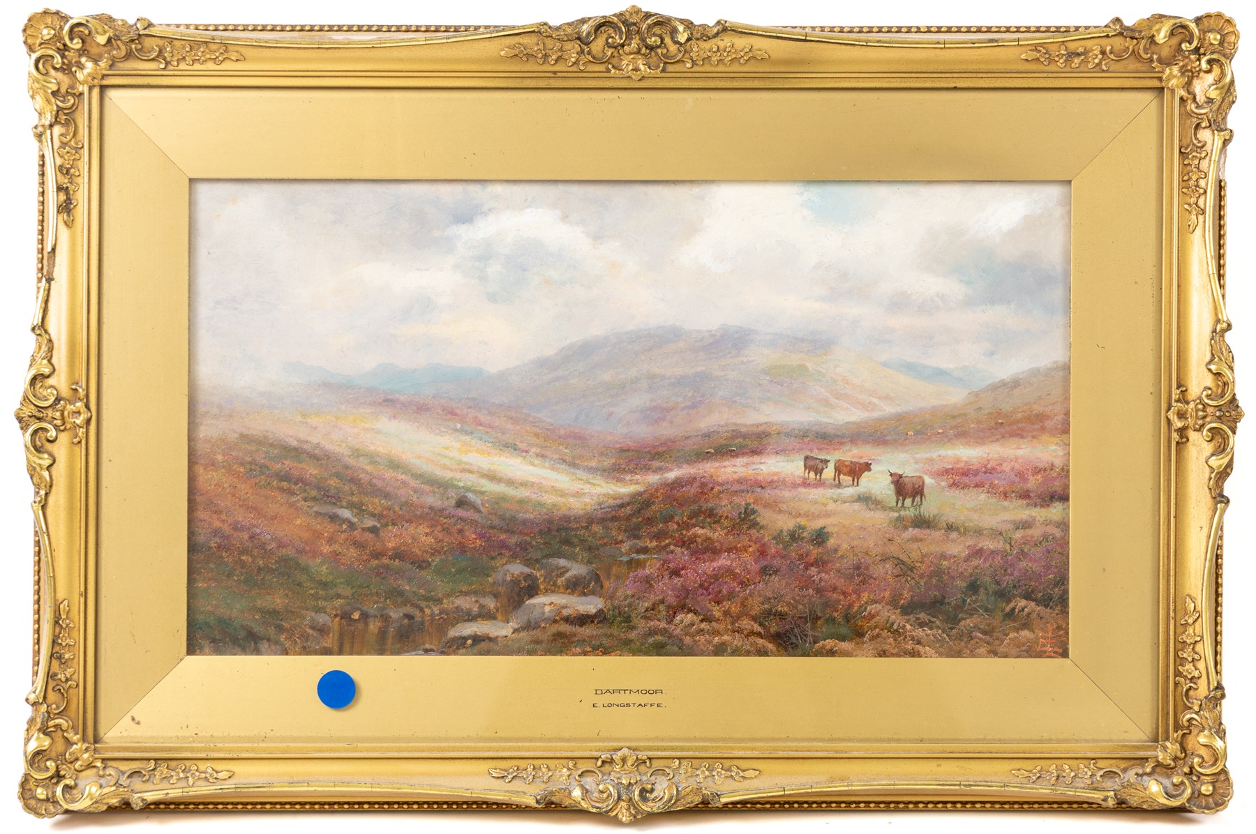 Edgar Longstaffe (British 1852-1933): 'Dartmoor', oil on board signed with monogram, titled on the mount 23cm x 43cm