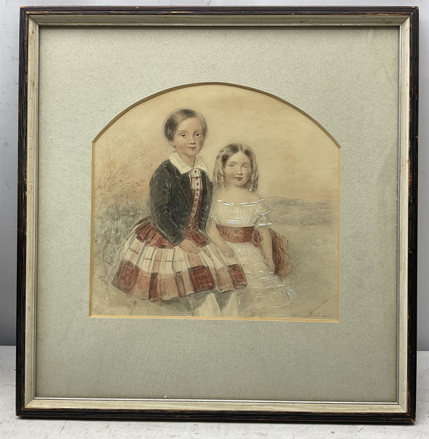 Sydney Buck (British fl.1839-1850): Children of Charles Matthew & Frances Elizabeth Harrison, pair watercolours signed and dated 1842 & 1847, 25cm x 26cm (2) (one unframed)