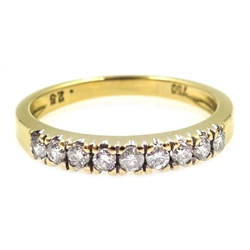  18ct gold diamond half eternity ring, hallmarked  