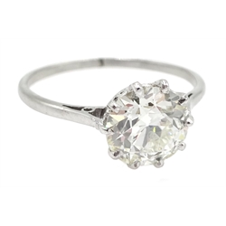 Platinum single stone diamond ring c.1940's, diamond approx 2.00 carat

[image code: 5mc]