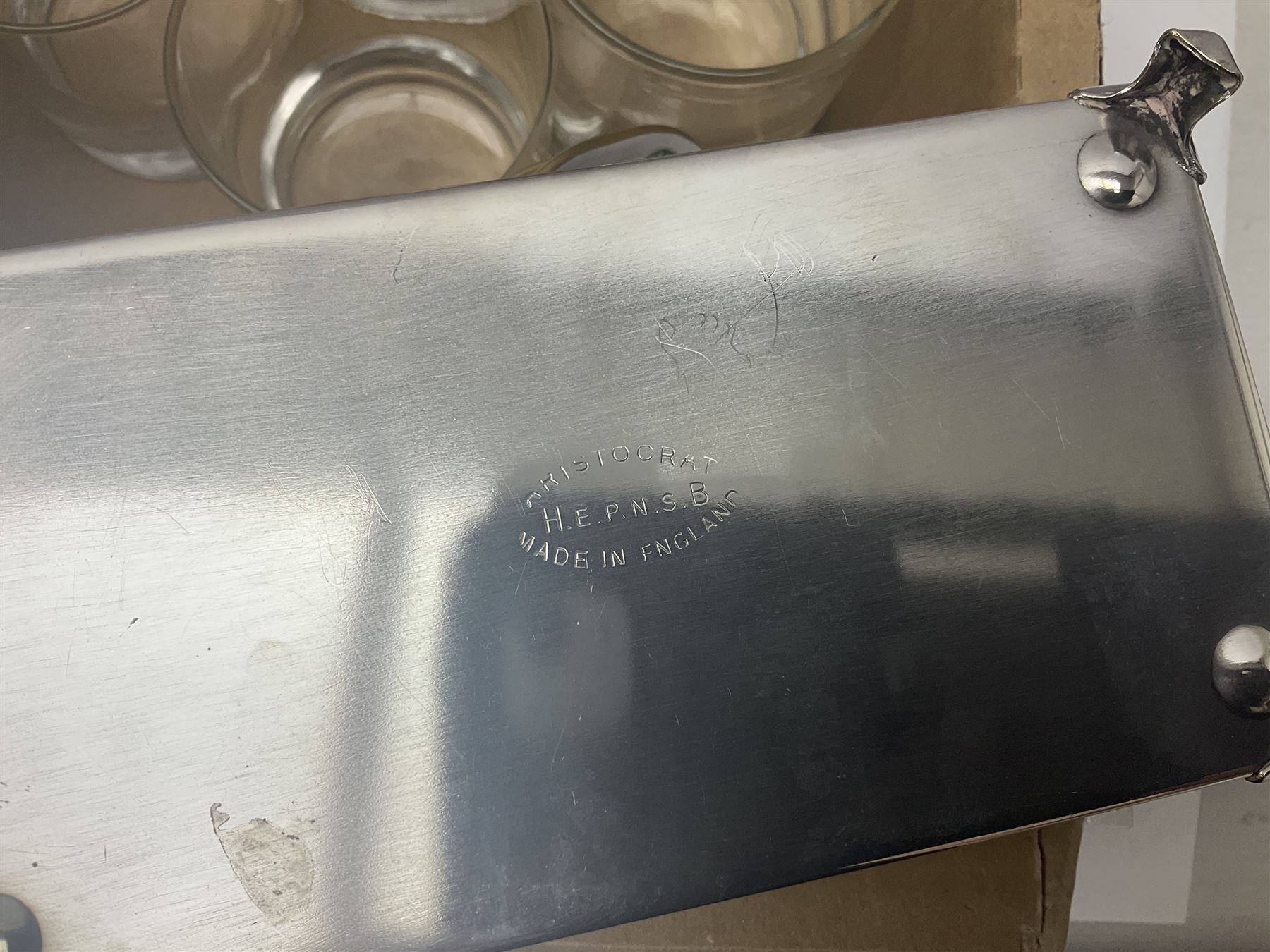 Pair of ginger jars, together with oriental figure, Kaiser plates, glassware etc, in two boxes 