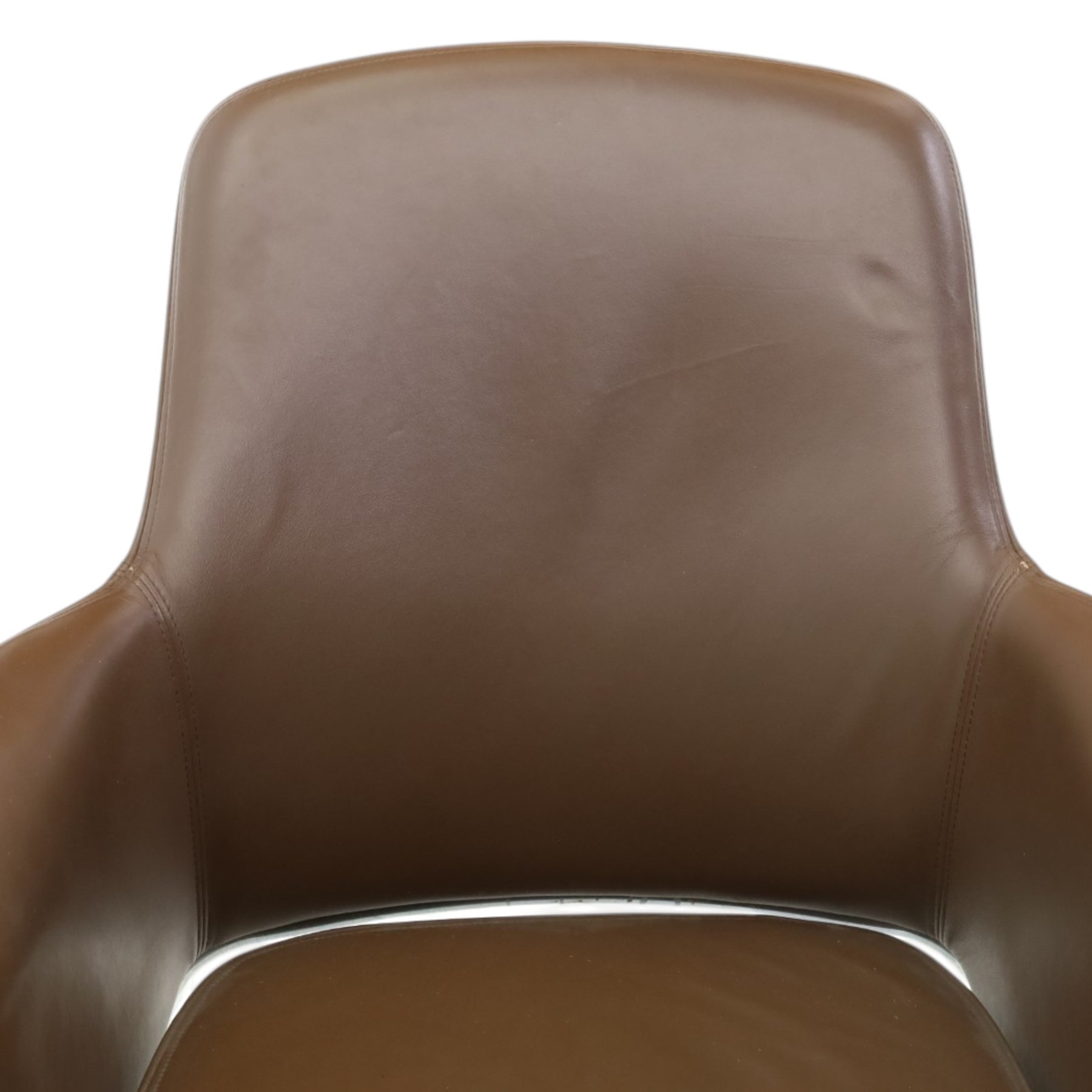 Set of four contemporary Senator executive cantilever chairs, upholstered in Padova hide, moulded back and integrated armrests, raised on a tubular chromed cantilever base