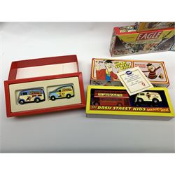 Eleven Corgi limited edition Comic Classics - 96846, 96865, 96961, 98754-58, 98965 etc; another similar for The Bash Street Kids; Dandy/Beano Special edition set; Marvel Super Heroes limited edition set; and three limited edition toy shop models; all mint and boxed with certificates (17)
