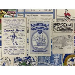 Four 1950/51 Scottish club programmes including Glasgow Cup Final, St. Mirren, Rangers etc; and fifteen other predominantly 1950s English club programmes including Watford 1947/8, Sheffield Wednesday, Barnsley, Aston Villa, Bolton Wanderers, Birmingham City, Doncaster Rovers, Portsmouth etc (19)