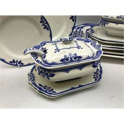 Burgess and Leigh Middleport pottery dinner wares decorated in the ‘Milford’ pattern, to include lidded tureens, graduated meat plates, dinner plates etc 