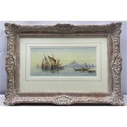 Frederick James Aldridge (British 1850-1933): Venetian Lagoon, watercolour singed 14cm x 33cm