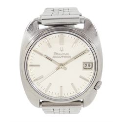 Bulova Accutron gentleman's stainless steel quartz wristwatch, Ref. 741, Cal 2181, silvere...