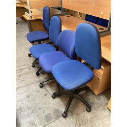 Four blue swivel office desk chairs - THIS LOT IS TO BE COLLECTED BY APPOINTMENT FROM DUGGLEBY STORAGE, GREAT HILL, EASTFIELD, SCARBOROUGH, YO11 3TX