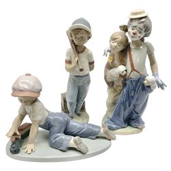 Three Lladro figures, comprising All Aboard no 7619, Can I Play no 7619 and Pals Forever, all with original boxes, largest example H22cm