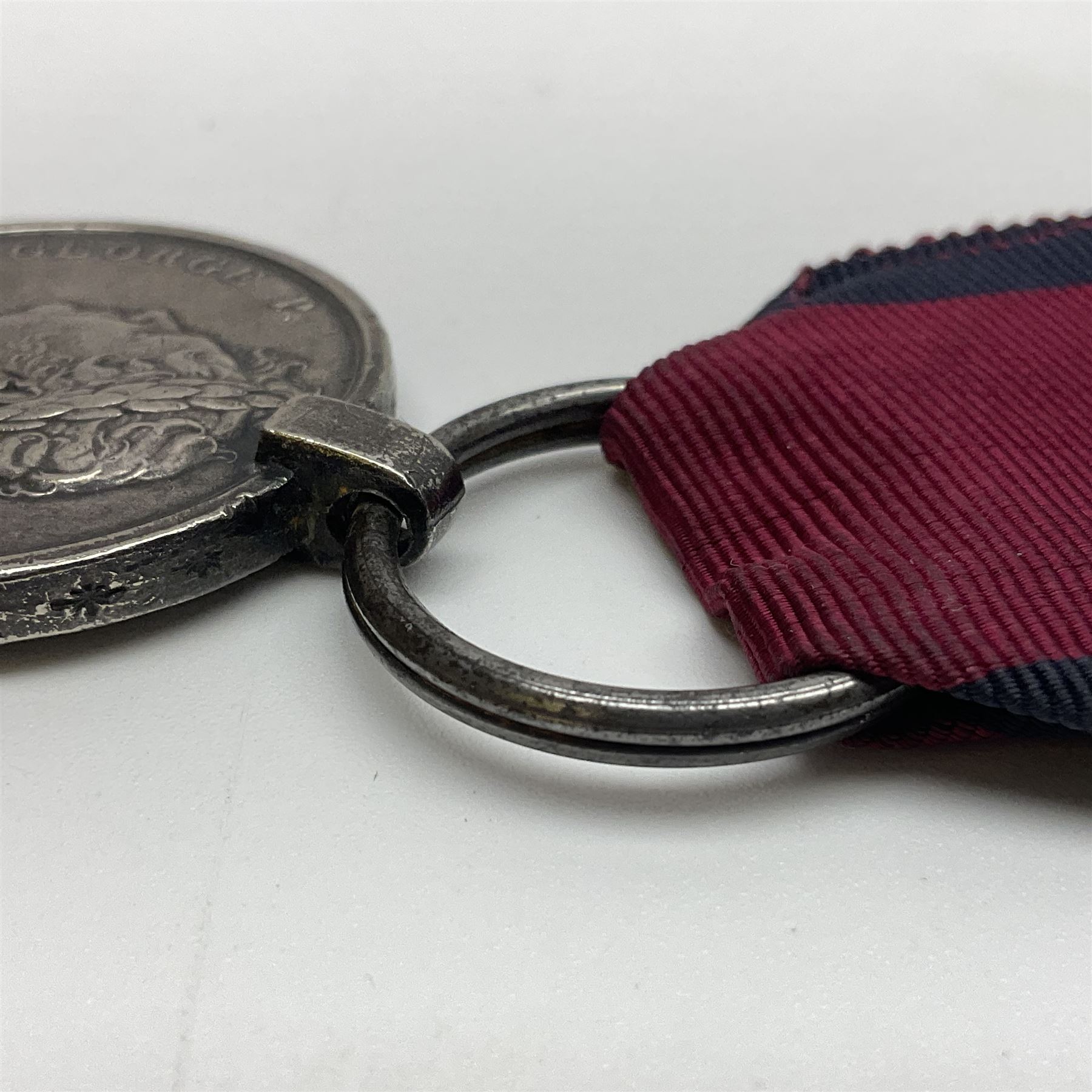 Copy of a Waterloo Medal named to William Rose, 1st Battalion, 79th Regiment of Foot with ribbon