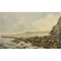  After Francis Nicholson (British 1753-1844): Looking Towards Scarborough South Bay, Scarborough Castle and Filey Brigg Towards Flamborough, three 19th century watercolours unsigned 24cm x 38cm (3)  