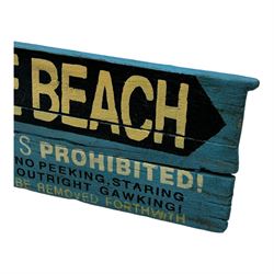 Timothy Oulton Saint Tropez 'Nude Beach' hand-painted oak wall art, W186cm x H49cm