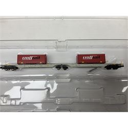 Fleischmann 'N' gauge - four packs of double container wagons Nos.825302, 825308, 825312 & 825313; all boxed (4)