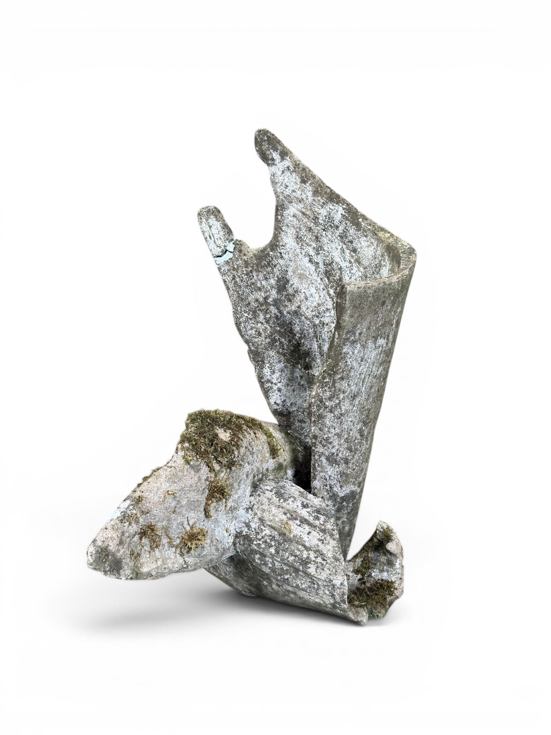 Composite stone sculptured figure playing a guitar, and a shell sculpture (2)