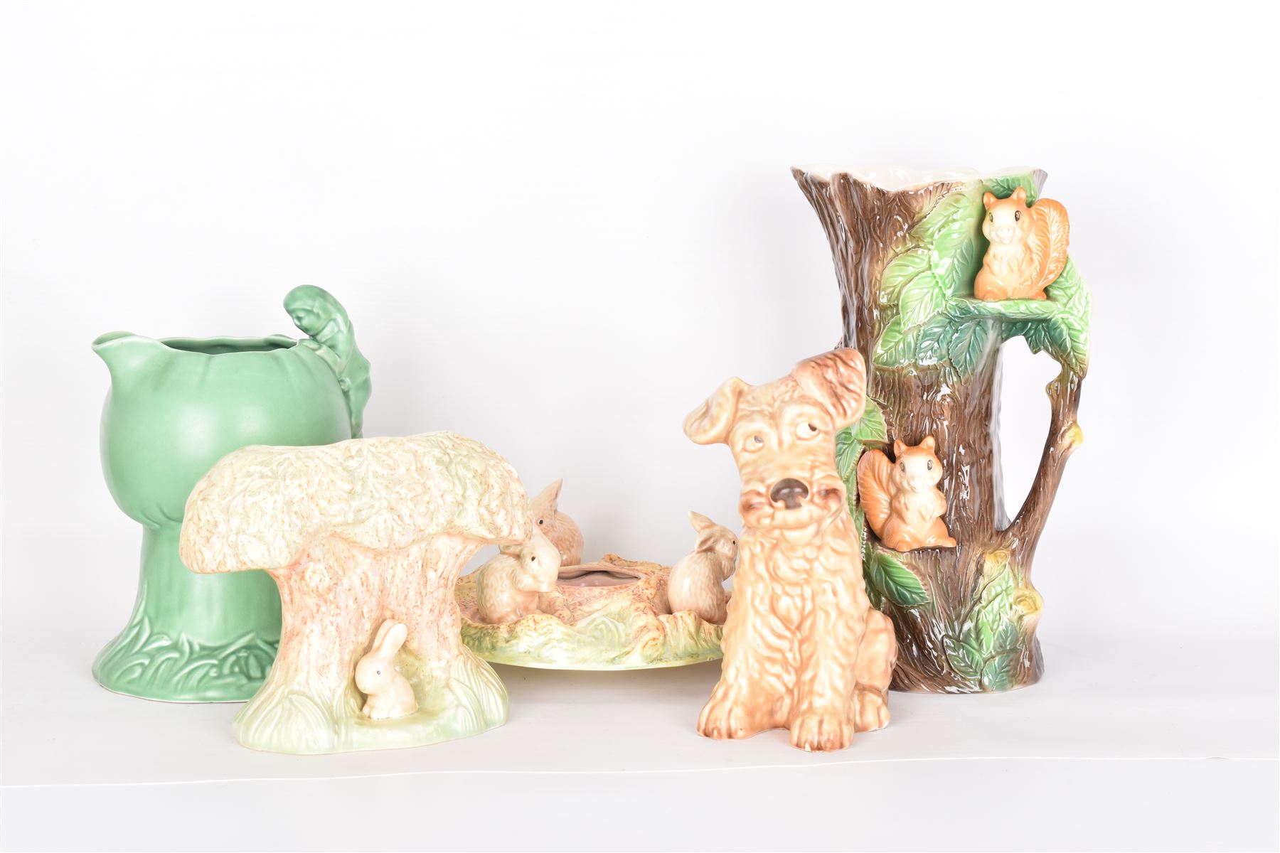 Collection of Sylvac, including posy vase, jug and dog figure, together with a Hornsea Fauna jug
