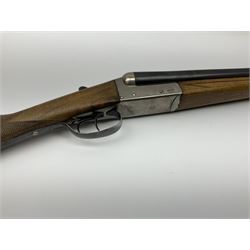 Spanish Master 12-bore side-by-side double barrel boxlock ejector sporting gun, 70.5cm barrels, pale walnut stock with chequered grip and plain fore-end and thumb safety, serial no.130828, L113cm SHOTGUN CERTIFICATE REQUIRED