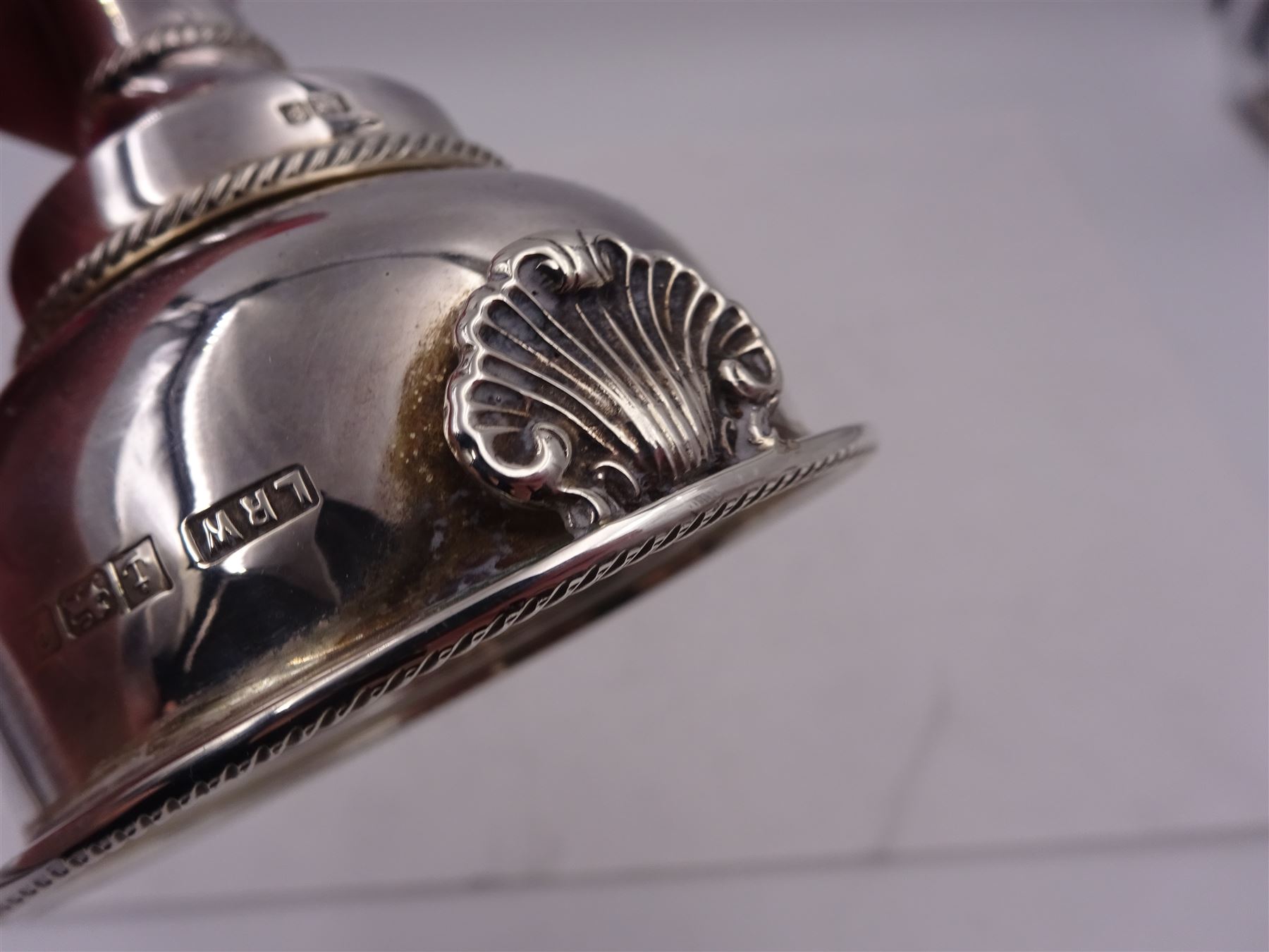 Modern silver wine funnel, of typical form, with oblique gadrooned rim, and shell decoration, hallmarked Laurence R Watson & Co, Birmingham 1989