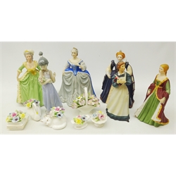  Lladro 'Spring Token' 5604, five Franklin Porcelain figures comprising 'Jo', 'Elizabeth I', 'Marie Antoinette', 'Catherine the Great', 'Isabella of Spain', and Royal Doulton ceramic flowers (12)  