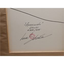 Lena Sotskova (Russian 1963-): 'Apassionato', hand embellished giclee print on canvas signed, titled and numbered 325/375 verso 60cm x 101cm