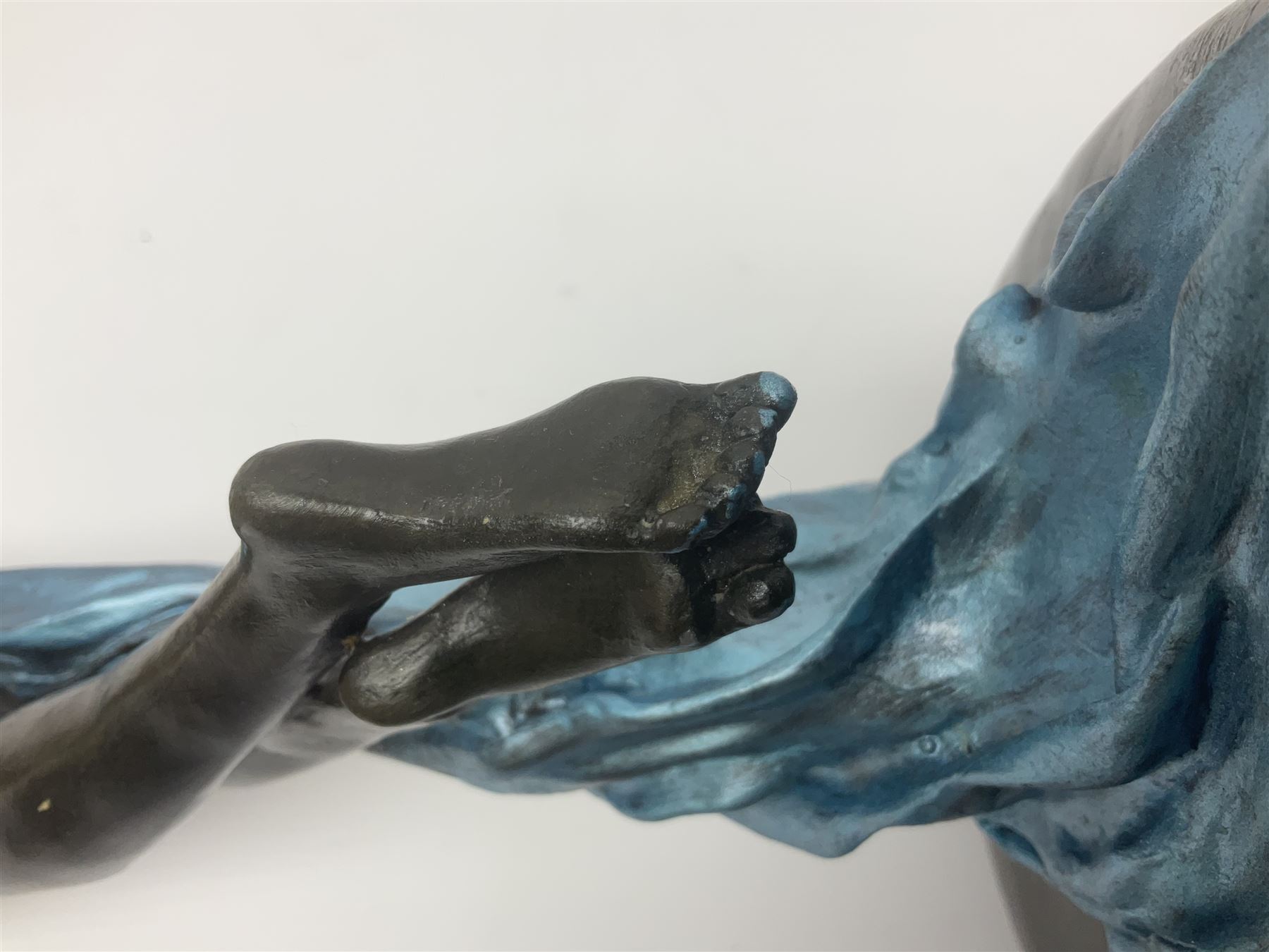 After Joseph Michel Ange Pollet, bronze nude figure of a woman, upon an oval marble base, H46cm