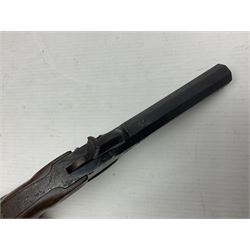 Percussion pocket pistol, 9cm octagonal barrel with German proof marks, figured walnut stock 21cm overall