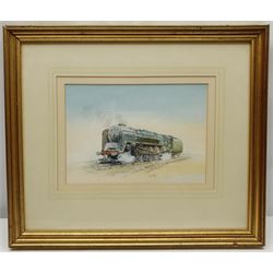 David C Bell (British 1950-): 'Duke of Gloucester' Locomotive 71000, watercolour signed 18cm x 25cm