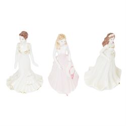 Seventeen Coalport figurines, including eleven bisque Age of Elegance examples and five miniature examples, together with a Royal Doulton figurine HN3608 Good Companion, one boxed 