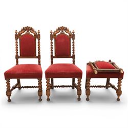 Set of six Victorian high-back dining chairs with spiral turned uprights and supports