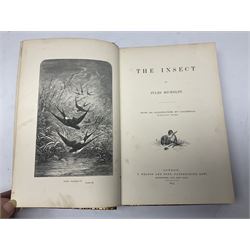 Jules Michelet (French 1798-1874): The Insect, with illustrations by Giacomelli, pub. T. Nelson and Sons, Paternoster Row, Edinburgh and New York, 1875, together with Edward Callow: The Phynodderree and Other Legends of the Isle of Man, with illustrations by W.J. Watson, pub. J. Dean and Son, Fleet Street, E.C, George Dodd: Metals British Manufactures, pub. Charles Knight and Co, Ludgate Street, 1845, WWI Imperial Army Series Musketry, pub. John Murray, Albermarle Street, 1915, Laurence Echard (1670–1730): The Roman History From the Settlement of the Empire by Augustus Caesar, To The Removal of the Imperial Seat by Constantine the Great Containing the Space of 355 years, vol. 2, printed by T.H. for M. Gillyflower, J. Tonson in Fleet Street, H. Bonwick in St. Paul's Church-yard and R. Parker in Cornhill, 1698, bound in leather (5)