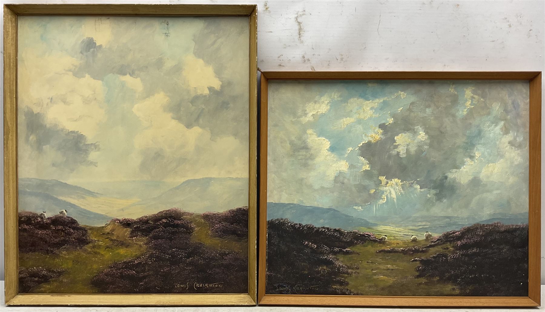 Lewis Creighton (British,1918-1996): Moorland Landscapes, pair oils on board signed 60cm x 50cm and 47cm x 57cm (2)