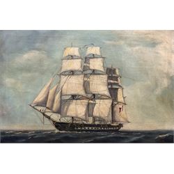 J Terry Culpan (British 20th century): French Frigate 'La Belle Poule 1834', oil on canvas signed and dated '70, titled verso 50cm x 75cm