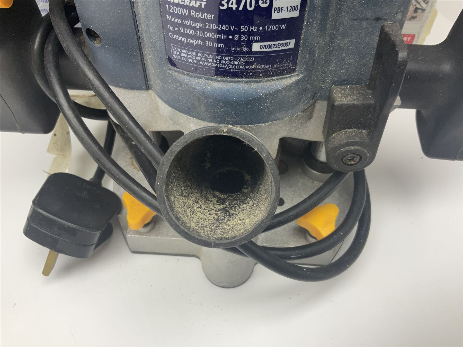 Collection of tools, comprising grinder electric, cased Mac Allister jigsaw, Power craft router