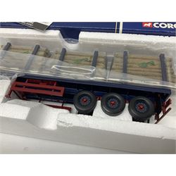 Corgi - three limited edition lorries; CC11905 ERF EC Flatbed Trailer & Log Load Los Millican (Penton) Ltd; CC12102 Renault Premium Curtainside Wm.Armstrong (Longtown) Ltd; and CC12903 Scania Topline Curtainside Currie European Transport; all boxed (3)