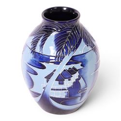 Moorcroft Blue Lagoon vase, 2010, signed Paul Hilditch with impressed marks beneath, H14cm