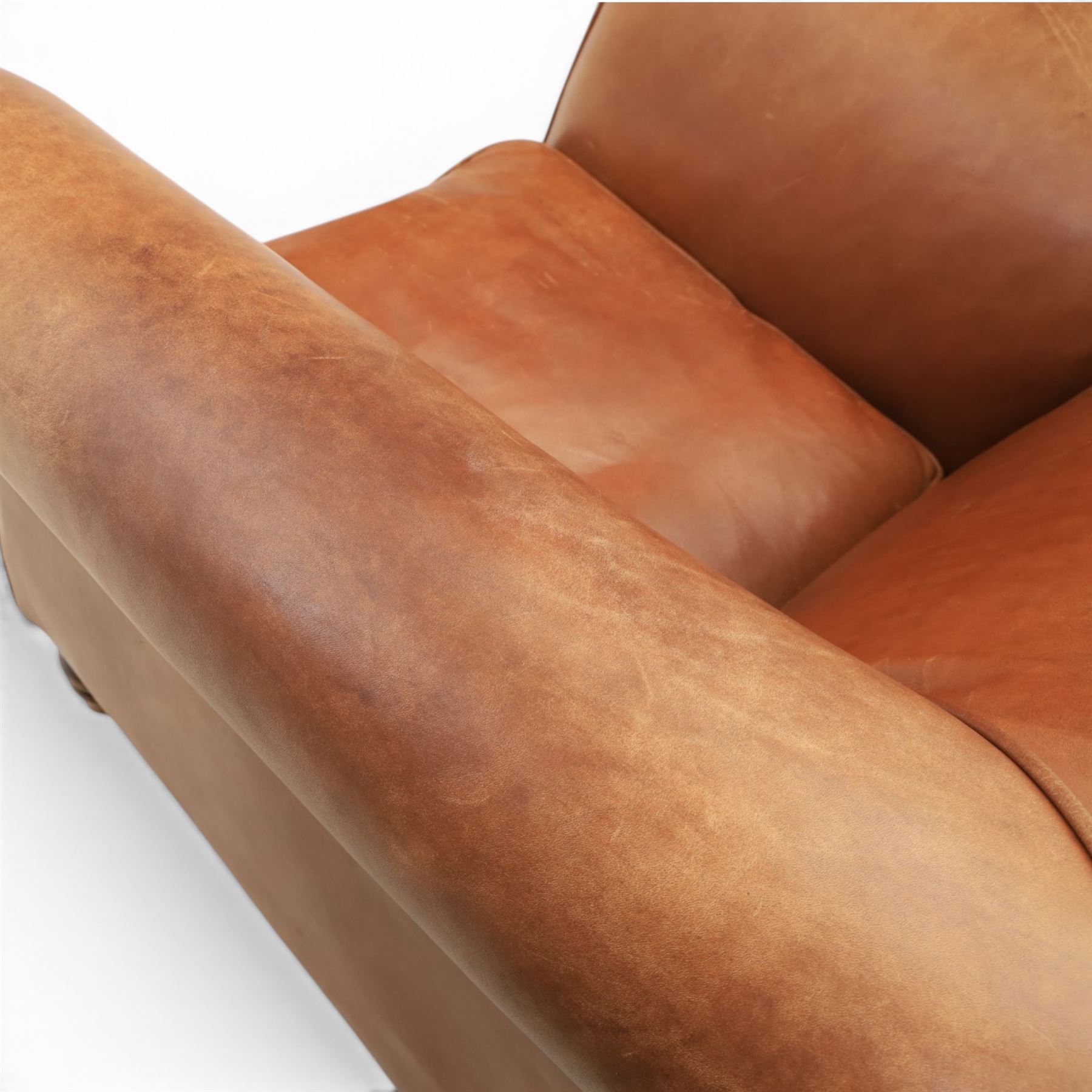 20th century tub armchair upholstered in tan leather