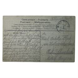 WWI German family grouping ephemera, including photographs, hand written postcards, military passport, Military Anti tank training book  