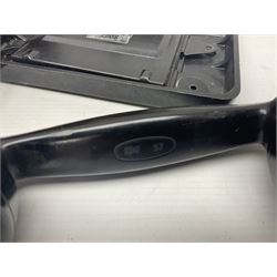 Collection of phone headsets, including GPO bakelite examples, together with other telephone parts 