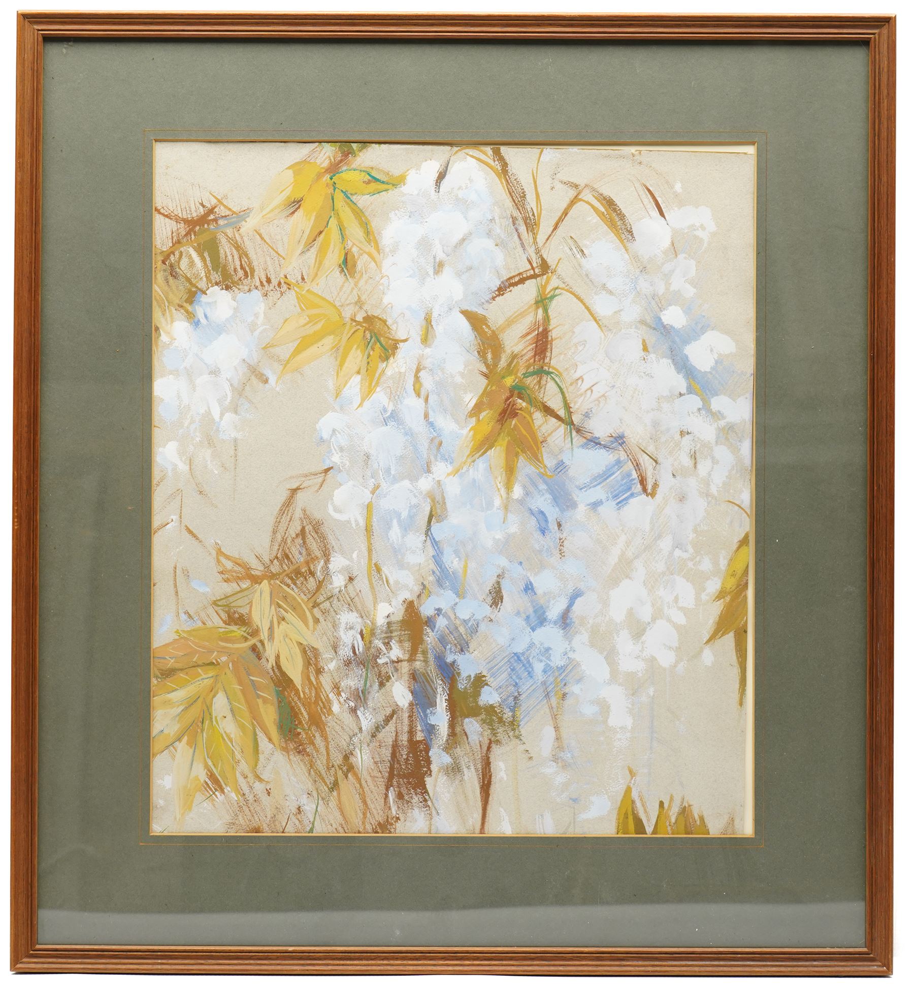 Yvonne Tocher (British 1920-2013): Blue Flowers, mixed media on paper unsigned 44cm x 38cm