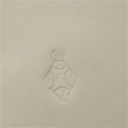 Set of six Victorian porcelain plates, each hand painted with rural landscapes, within scallop egde borders, pattern no. 122 and impressed Rd. marks, D22.5cm (6)