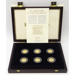  'The Golden Jubilee Six Gold Coin Collection' comprising six 9ct gold coins, housed in a Westminster presentation box, with certificate  
