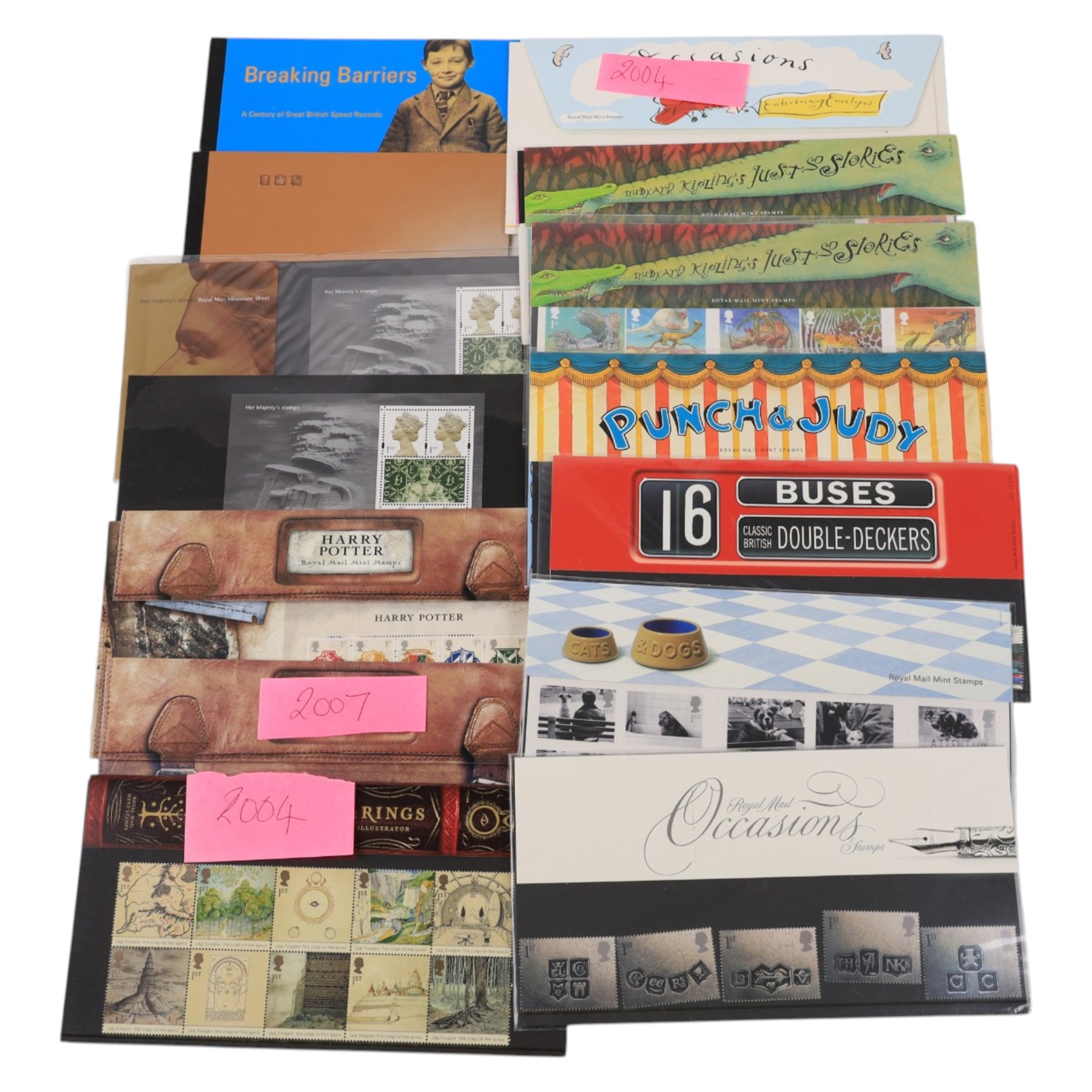 Queen Elizabeth II mint decimal stamps, mostly in presentation packs, face value of usable postage approximately 480 GBP