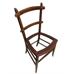 Victorian side chair and two beech frame chairs with cane seats (A/F)