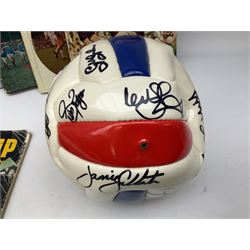 Crystal Palace signed leather football, late 1990s, including Steve Coppell, Simon Rodger, Tony Folan, Gareth Graham, Jamie Smith etc; and quantity of football books including 1966 World Cup booklets etc